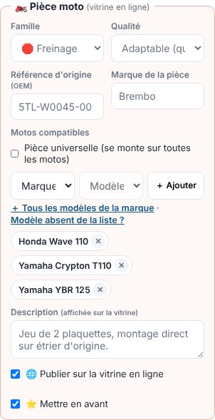 Pièces moto — écran 3
