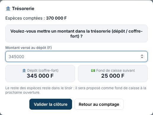 Trésorerie — écran 3